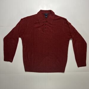 Dockers Mens Polo Neck Pullover Sweater L Burgundy Acrylic Dress Casual